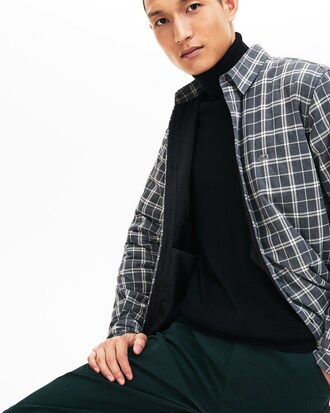 Camisa de hombre boxy fit en algod&oacute;n de cuadros con mangas acolchadas