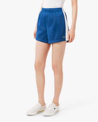 Pantalón corto de rayas de pointelle de punto jersey satinado