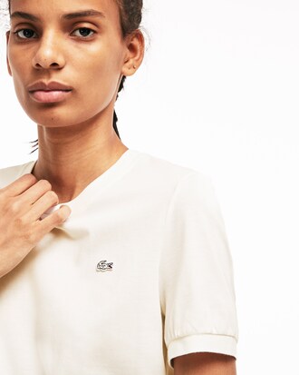 Camiseta de mujer Lacoste LIVE en algodón con manga de globo y cuello redondo
