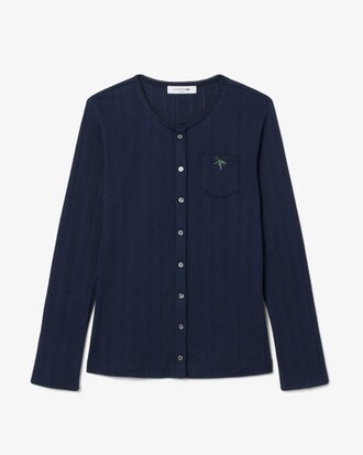 Chaqueta de punto pointelle de corte ajustado