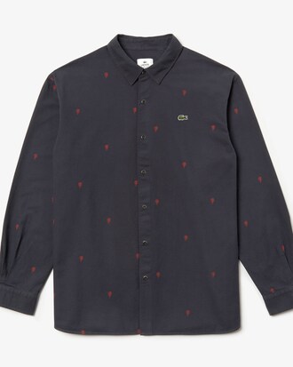 Camisa de hombre Lacoste LIVE boxy fit en algod&oacute;n con minirrosas bordadas