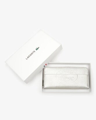 Billetera de mujer Croco Crew en piel granulada con cremallera