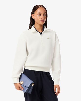 Sudadera de piqué de cuello alto con cremallera