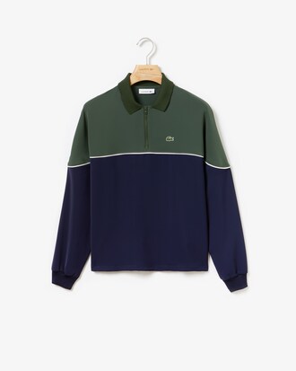 Polo de mujer relaxed fit color block con cuello de cremallera