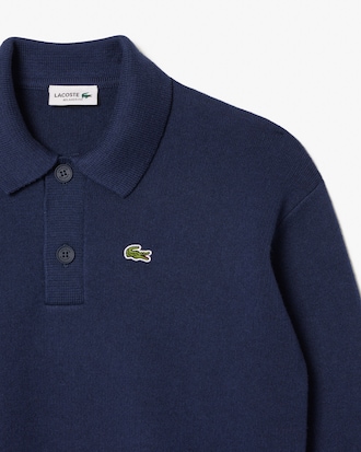Polo de manga larga de mezcla de lana y algodón