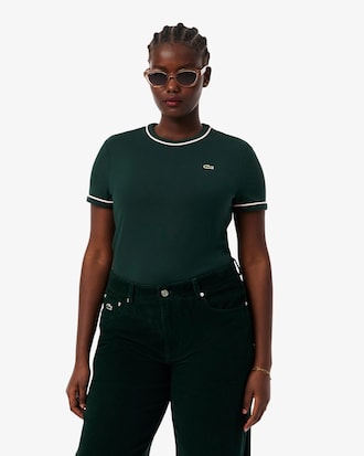 Camiseta de punto jersey con ribete en contraste