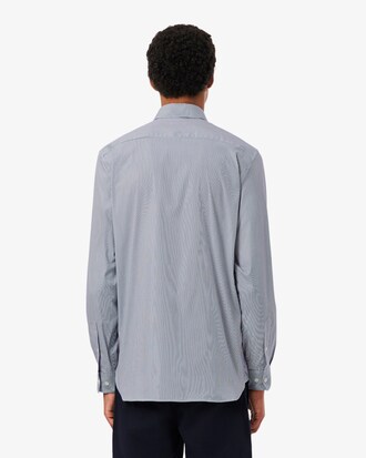 Camisa de corte ajustado de popel&iacute;n el&aacute;stico de rayas