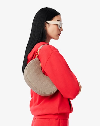 Bolso de medialuna Maheki de piel en relieve