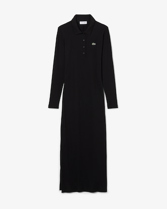 Vestido con cuello polo de canalé de algodón de corte ajustado