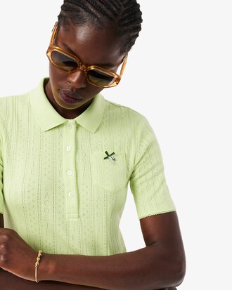 Polo de pointelle de corte ajustado L.12.D con detalles de marca