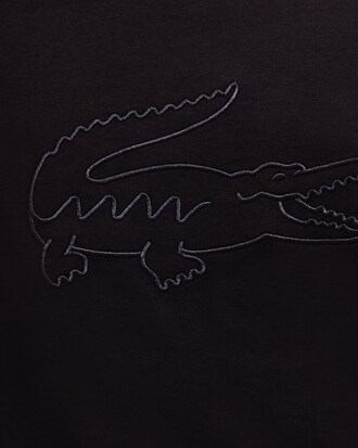 Camiseta de hombre en algodón con cocodrilo oversized bordado y cuello redondo