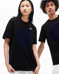 Camiseta unisex Lacoste LIVE en algod&oacute;n con inscripci&oacute;n y cuello redondo