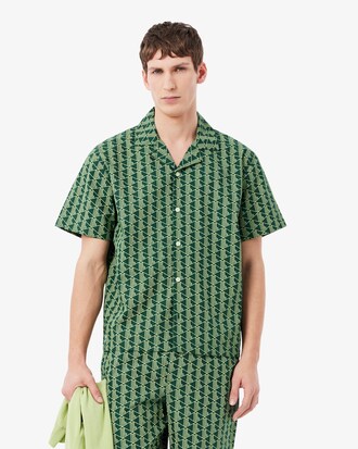 Camisa de pijama de popel&iacute;n con estampado de monograma