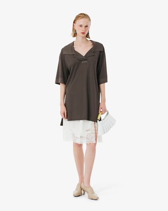 Vestido con cuello polo de piqu&eacute; de seda Runway