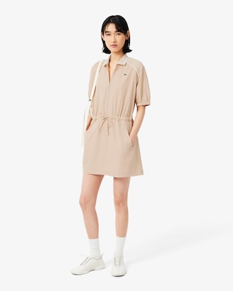 Vestido polo con cremallera de tafet&aacute;n de corte holgado