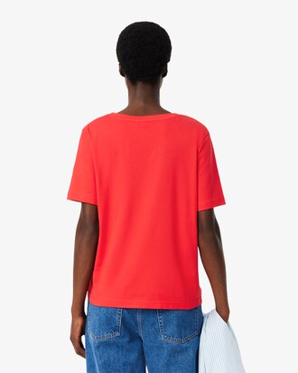 Camiseta de corte holgado con cuello de pico de algodón suave