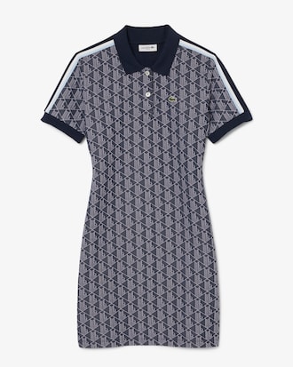 Vestido polo de corte ajustado de jacquard con monograma