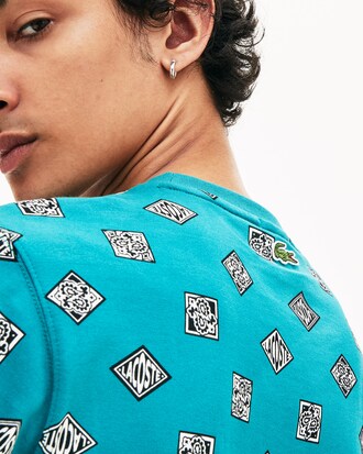 Camiseta unisex Lacoste LIVE en algodón con estampado de cashmere y cuello redondo