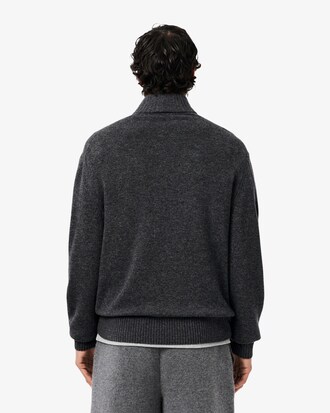 Jersey de cuello alto de lana cardada con cremallera