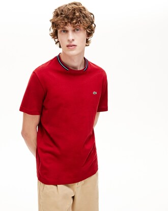 Camiseta de hombre en algodón con cuello redondo con raya