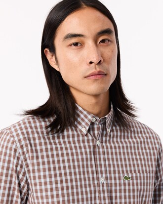 Camisa de corte regular de popelín con cuadros escoceses