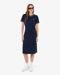 Vestido camisero de punto jersey con ribete en contraste