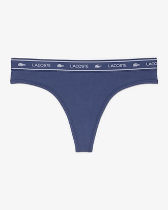 Tanga de algodón elástico con logotipo en la cinturilla