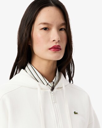 Sudadera con capucha de piqué con cremallera