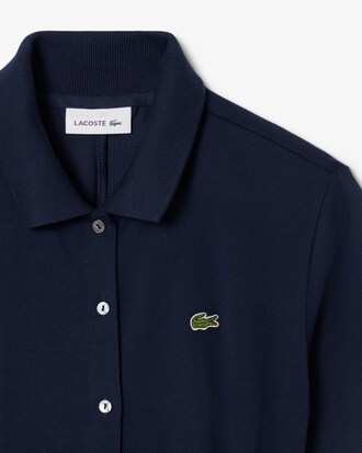 Vestido de petit piqué con cinturón y cuello polo