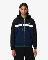 Sudadera con capucha y cremallera con bloques de color