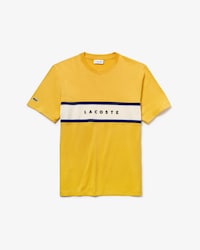 Camiseta algod&oacute;n panel piqu&eacute; cuello redondo inscripci&oacute;n