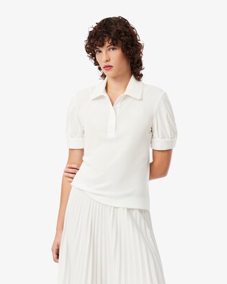 Polo de manga abullonada en punto jersey vaporoso de corte ajustado