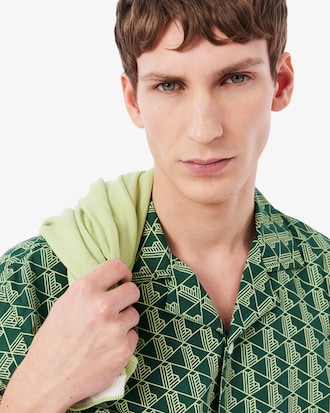 Camisa de pijama de popel&iacute;n con estampado de monograma