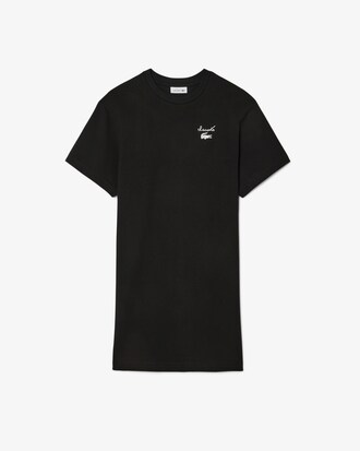 Vestido-camiseta de punto jersey con detalles de marca oversized