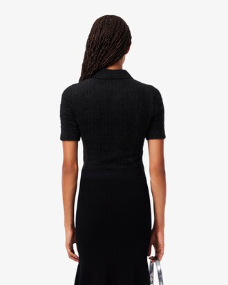 Polo de punto de canalé velloso de corte ajustado