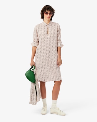 Vestido vaporoso con cuello camisero de crep&eacute;