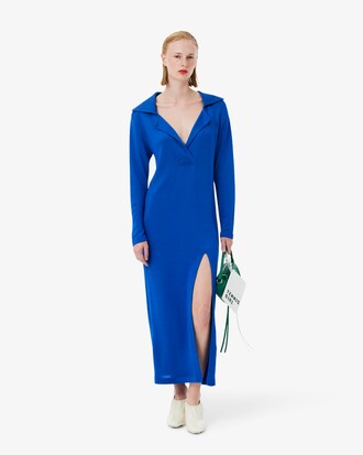 Maxi vestido de sat&eacute;n con cuello polo Runway