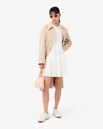 Vestido polo plisado de piqu&eacute; el&aacute;stico