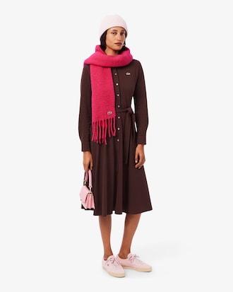 Vestido de petit piqu&eacute; con cintur&oacute;n y cuello polo