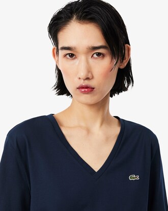 Camiseta de corte holgado con cuello de pico de algod&oacute;n suave