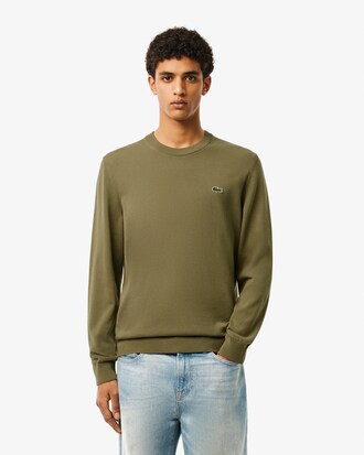 Jersey de cuello redondo de algodón monocolor