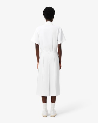 Vestido plisado largo de jacquard vaporoso