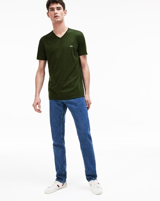 Camiseta de cuello de pico de algodón pima ligero