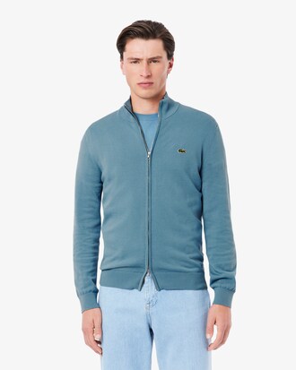 Jersey de cuello alto de algodón con cremallera