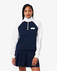 Sudadera de tenis retro con cremallera 1/4 e insignia