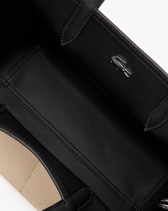 Bolso tote Anna lona piqu&eacute; reversible cremallera y doble posici&oacute;n