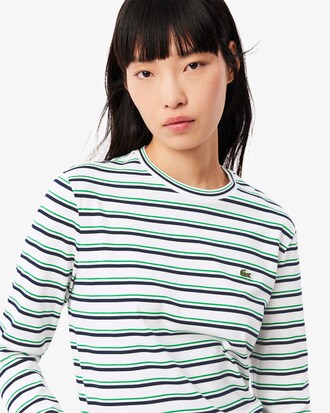 Camiseta de manga larga de algodón de rayas