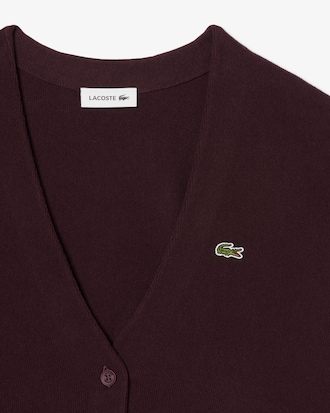 Chaqueta de punto musgo de algod&oacute;n con cuello de pico
