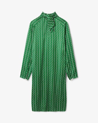 Vestido de satén estampado con cuello de lazada Runway