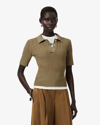 Jersey de cuello polo de punto de ochos Runway